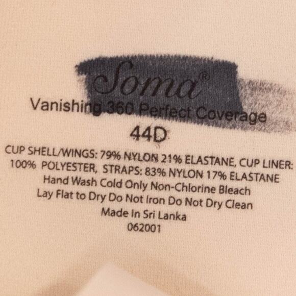Soma Pale Sand Vanishing 360 Perfect Coverage Bra 44DD - Picture 4 of 6